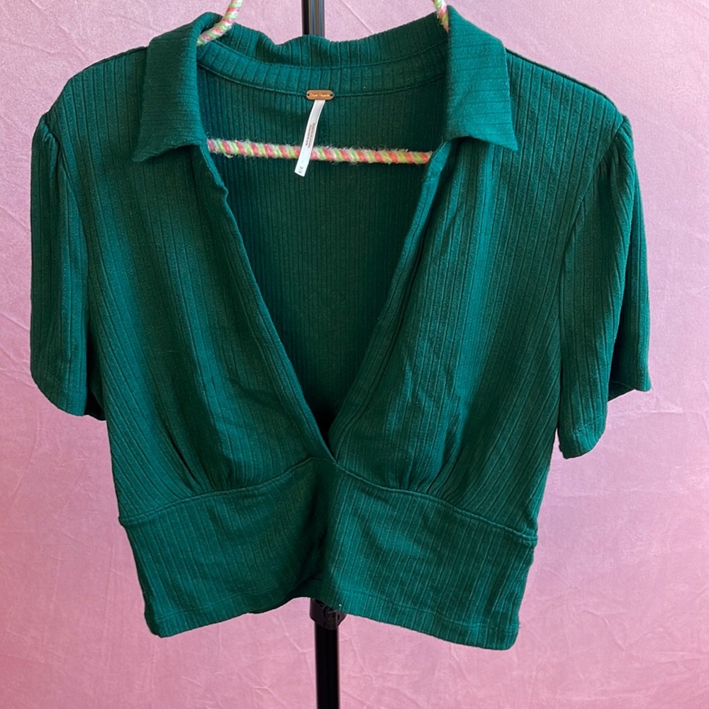 FREE PEOPLE Green Crop Top